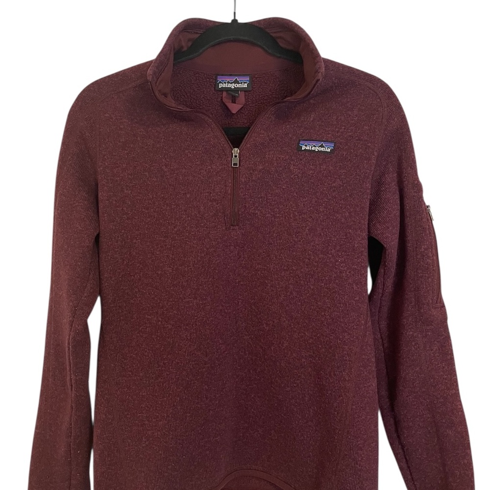 Patagonia Womens Better Sweater 1/4 Zip, Zipper Sleeve Pocket, Burgundy, Size M